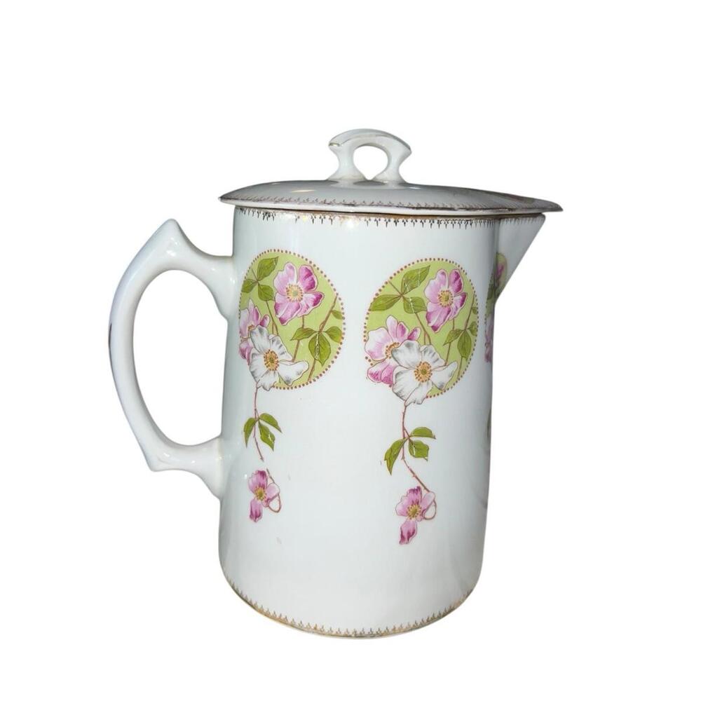 VTG Edwin M. Knowles Semi-vitreous China Chocolate Pot With Lid Made‎ In USA - Picture 6 of 15